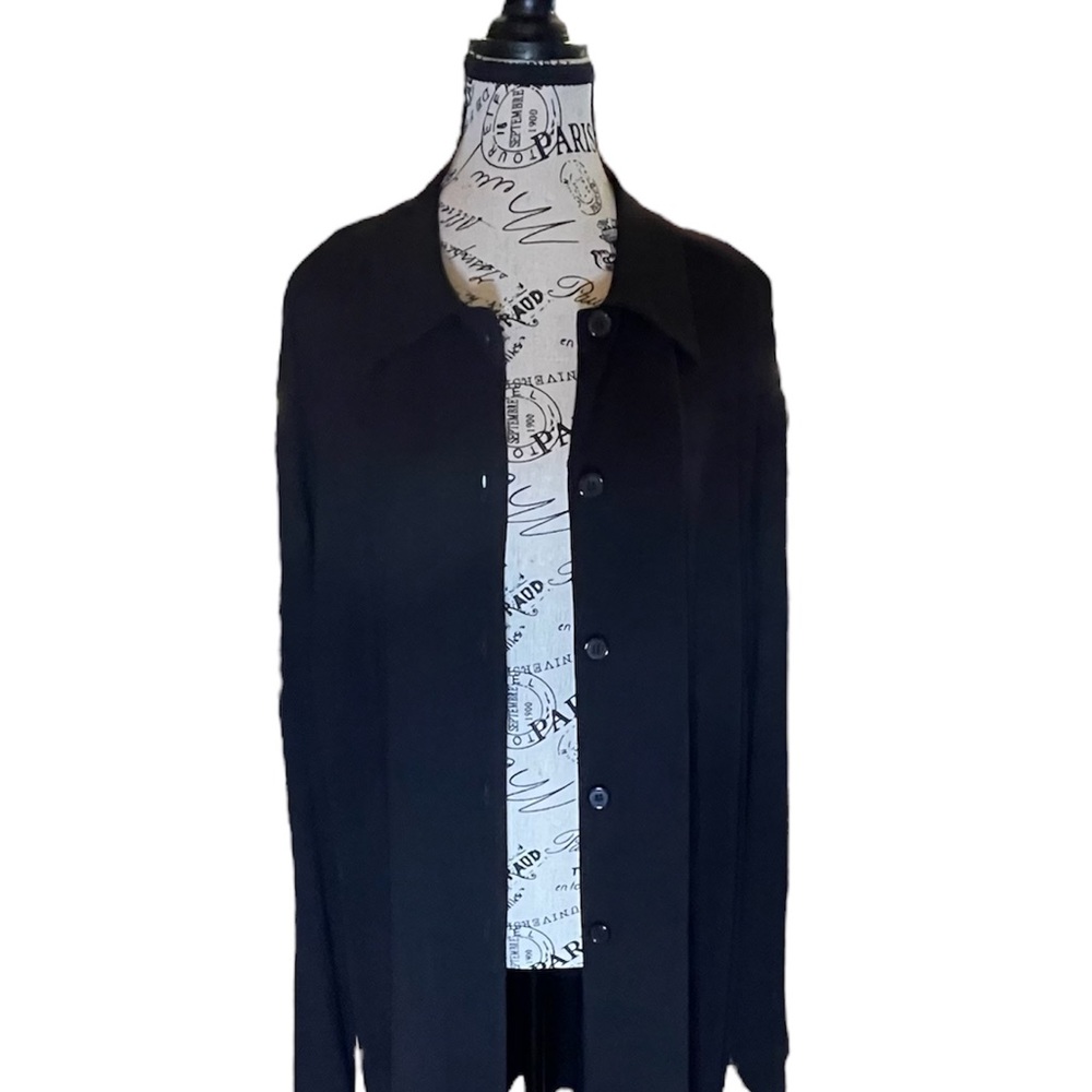Karen Kane Long Sleeve Collared Button Down Black Jacket Women’s Plus Size 2X - Picture 4 of 8